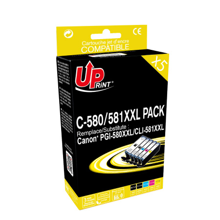 UPRINT PACK 5 CARTOUCHES REMANUFACTUREES CANON PGI580/CLI581XXL