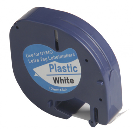 Ruban Dymo Letratag 91201 plastique 12mm noir sur blanc