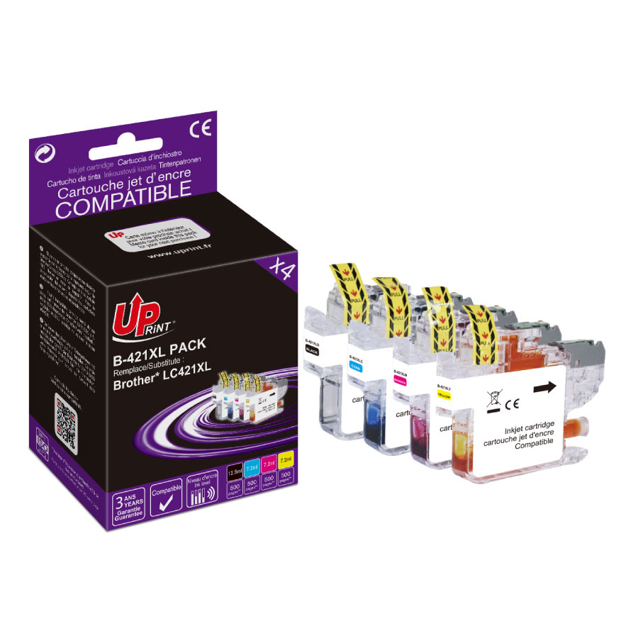UPRINT PACK 4 CARTOUCHES COMPATIBLE BROTHER LC421XL N/C/M/J