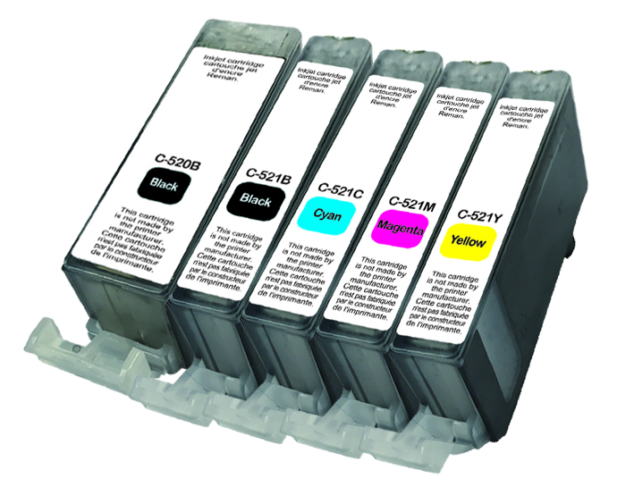 UPrint C-520/521 2BK/C/M/Y PACK 5 CARTOUCHES COMPATIBLES AVEC CANON PGI-520 / CLI-521