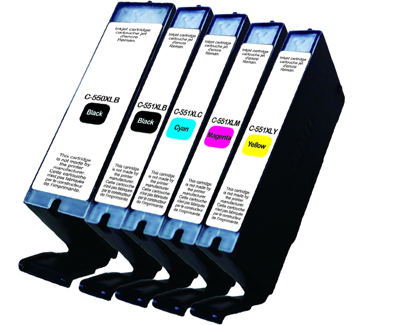 UPRINT PACK 5 CARTOUCHES REMANUFACTUREES CANON PGI550/CLI551XL-REMPLACE 6509B013 N/N/C/M/J