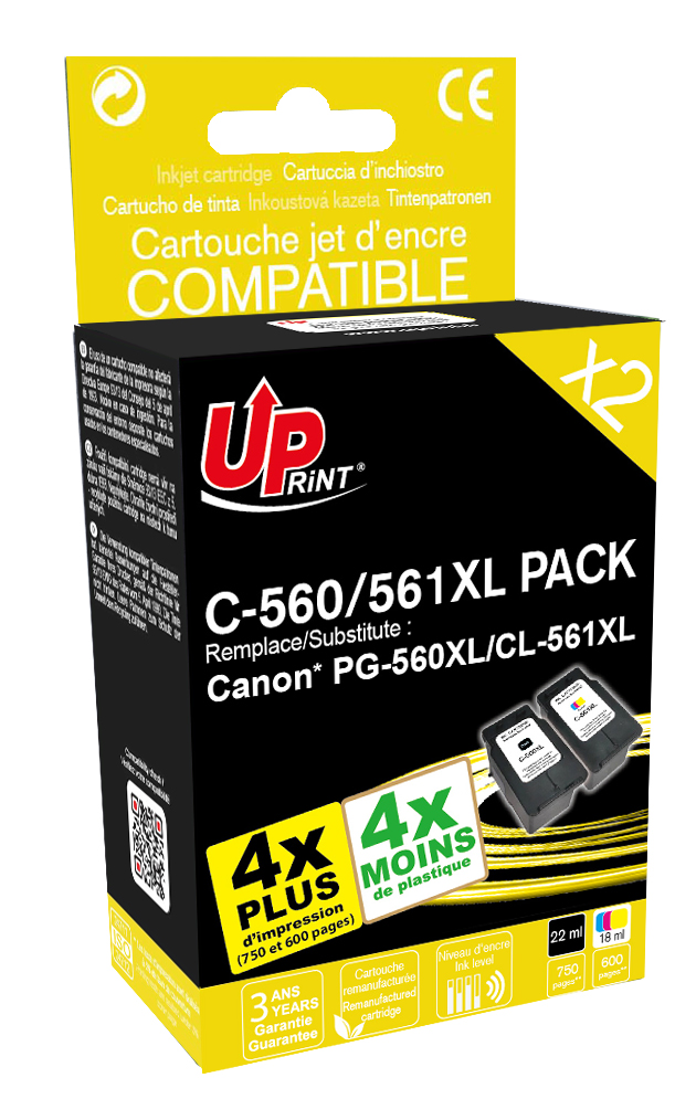 UPRINT PACK 2 CARTOUCHES REMANUFACTUREES CANON