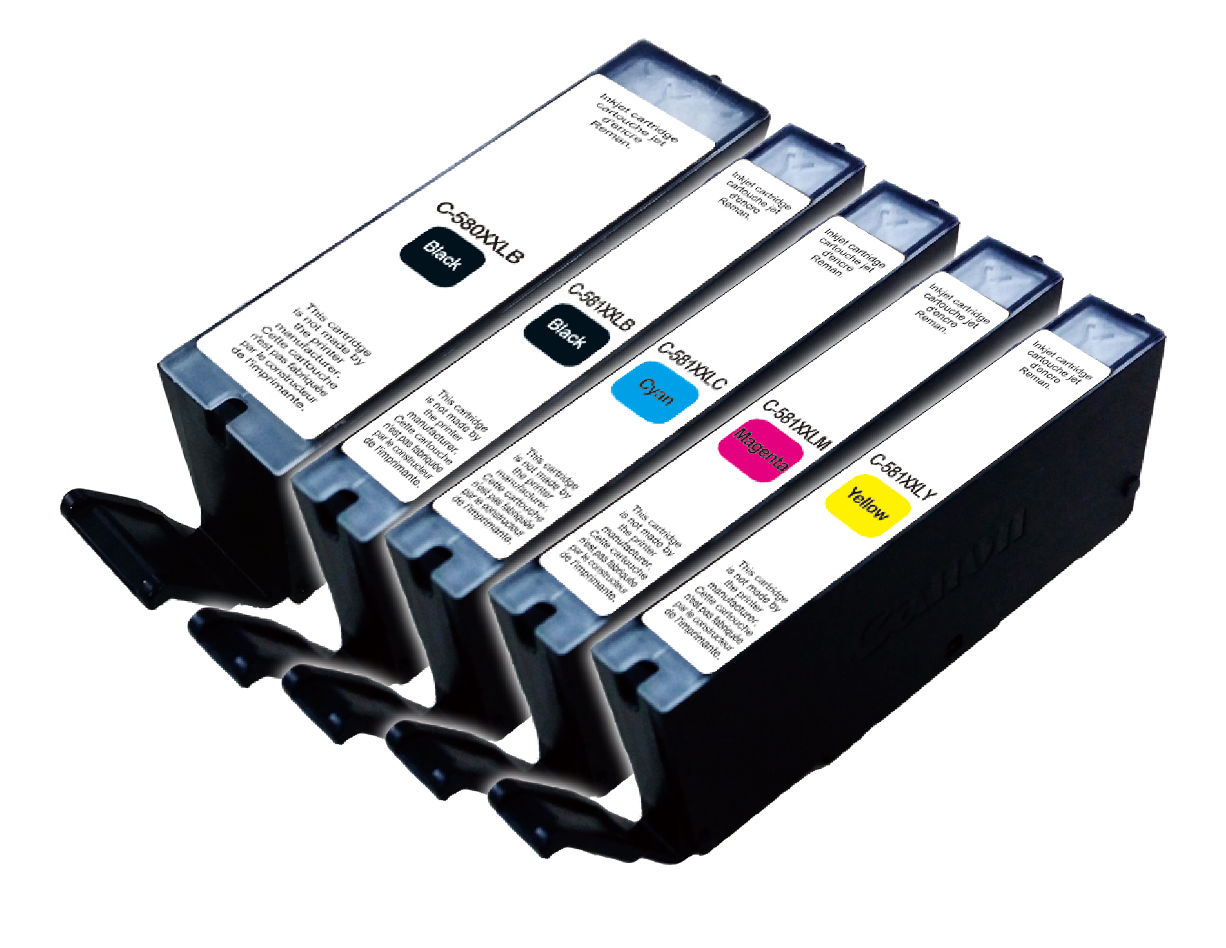 UPrint C-581XXL 2BK/C/M/Y PACK 5 CARTOUCHES COMPATIBLES AVEC CANON CLI-581XXL