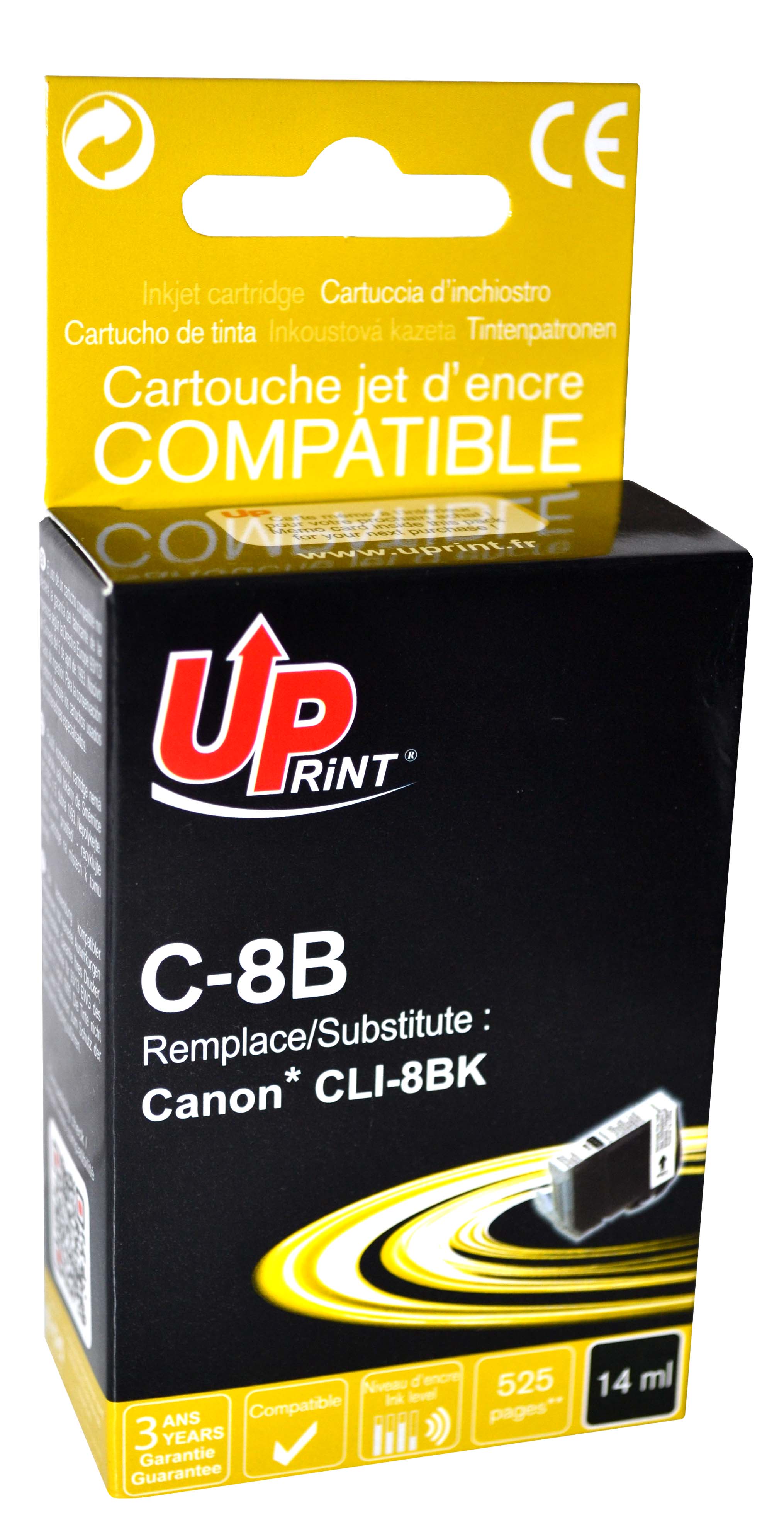 UPRINT CARTOUCHE COMPATIBLE CANON CLI8-REMPLACE 0620B001 NOIR - Lama France