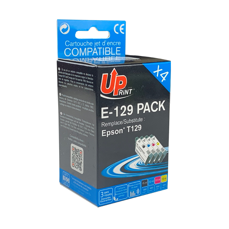 UPrint E-129 BK/C/M/Y PACK 4 CARTOUCHES COMPATIBLES AVEC EPSON T129