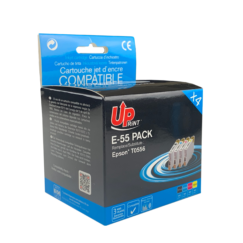 UPrint E-55 BK/C/M/Y PACK 4 CARTOUCHES COMPATIBLES AVEC EPSON T055