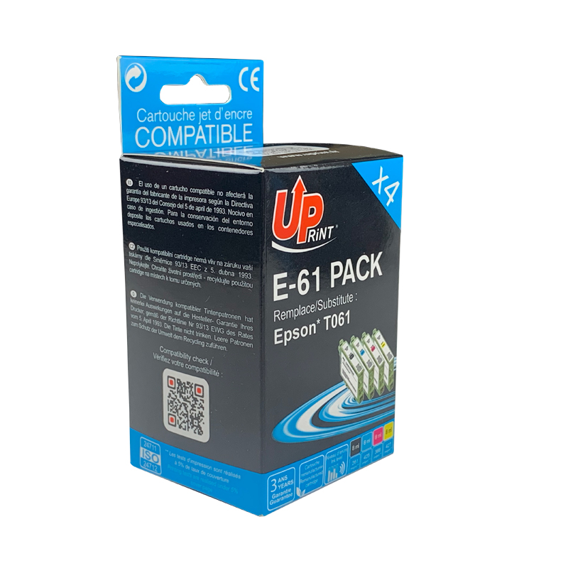 UPrint E-61 BK/C/M/Y PACK 4 CARTOUCHES COMPATIBLES AVEC EPSON T061