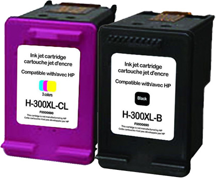 UPrint H-300XL BK/CL PACK 2 CARTOUCHES COMPATIBLES AVEC HP N°300XL - CC641EE / CC644EE