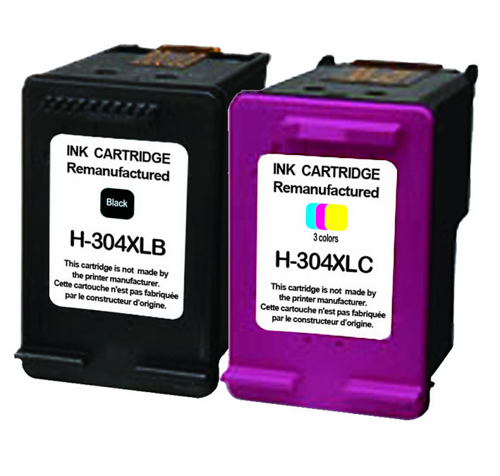UPrint H-304XL BK/CL PACK 2 CARTOUCHES COMPATIBLES AVEC HP N°304XL - N9K08AE / N9K07AE
