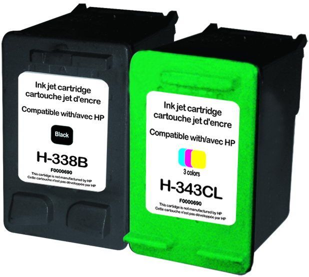 UPrint H-338/343 BK/CL PACK 2 CARTOUCHES COMPATIBLES AVEC HP N°338/343 - C8765EE/C8766EE
