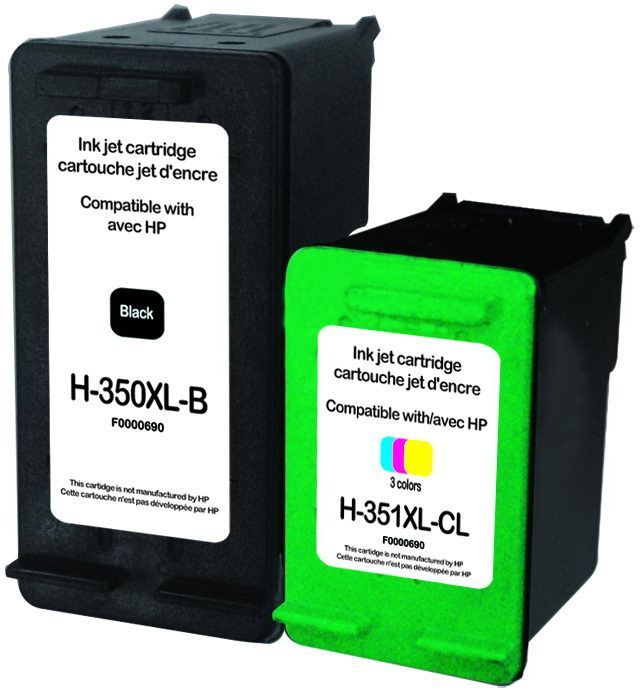 UPRINT PACK 2 CARTOUCHES REMANUFACTUREES HP 350/351XL SANS NIVEAU ENCRE-REMPLACE CB336EE/CB338EE N/C