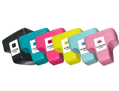 UPrint H-363 BK/C/M/Y/LC/LM PACK 6 CARTOUCHES COMPATIBLES AVEC HP N°363