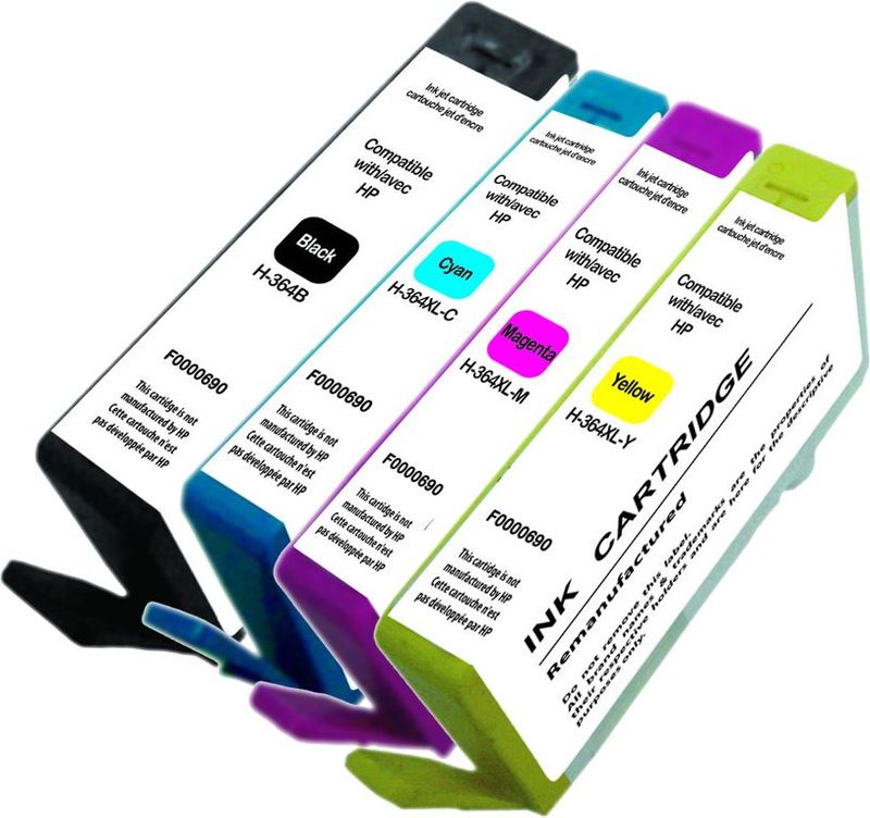 UPrint H-364XL BK/C/M/Y PACK 4 CARTOUCHES COMPATIBLES AVEC HP N°364XL - N9J74AE