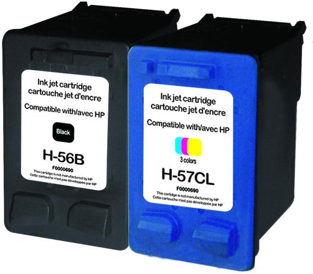 UPrint H-56/57 BK/CL PACK 2 CARTOUCHES COMPATIBLES AVEC HP N°56 / N°57 - C6656AE / C6657AE